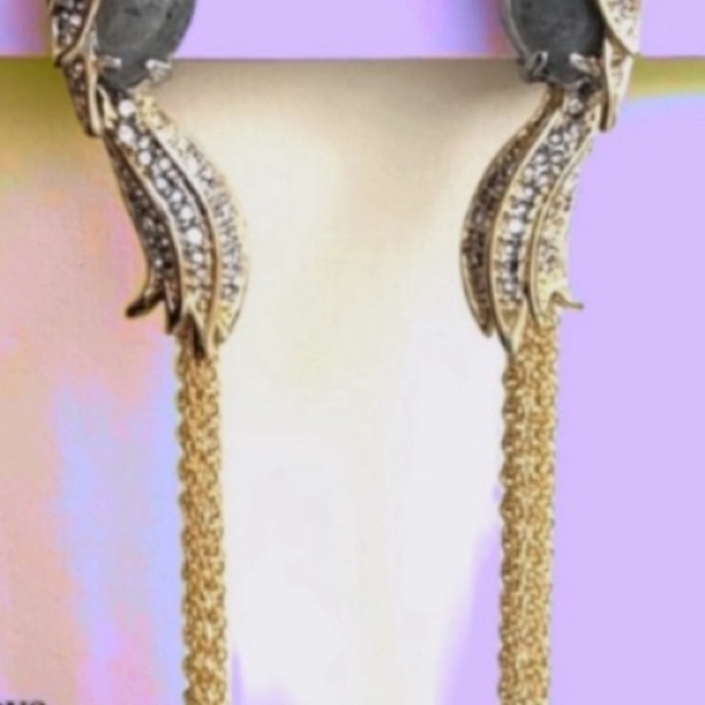 ALEXIS BITTAR • LoveBirds Crystal Labradorite Tassel Clip Earrings - Picture 5 of 7